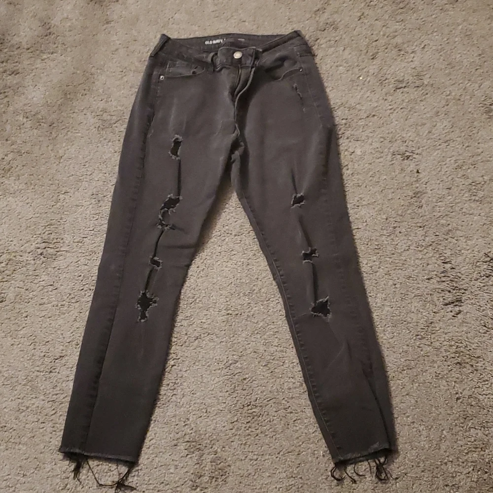 Women's Distressed Mid Rise Rockstar Skinny Jeans - Picture 1 of 8